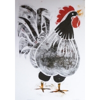 7 Black CockerelCollagraph 56x42cm