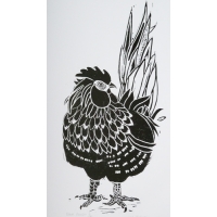 8 Black Rooster Linocut 39x22cm